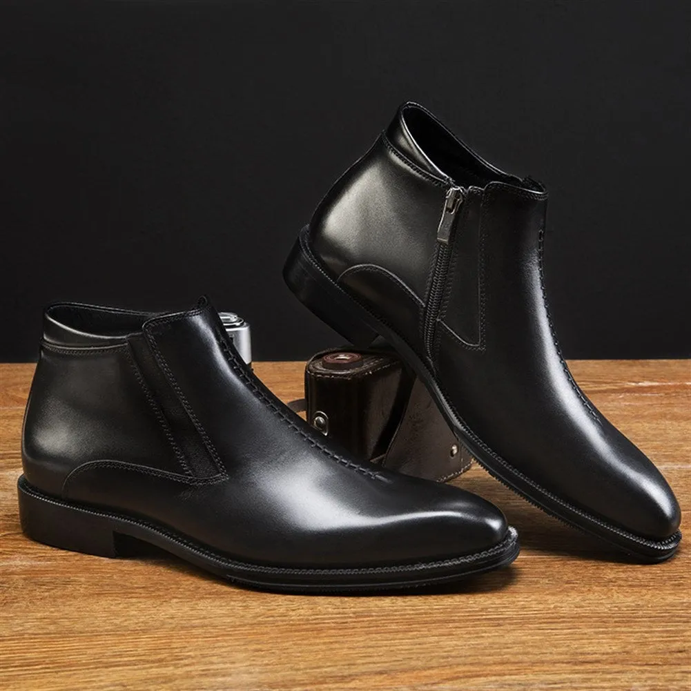 Mens Low Heel Round Toe Ankle Boots