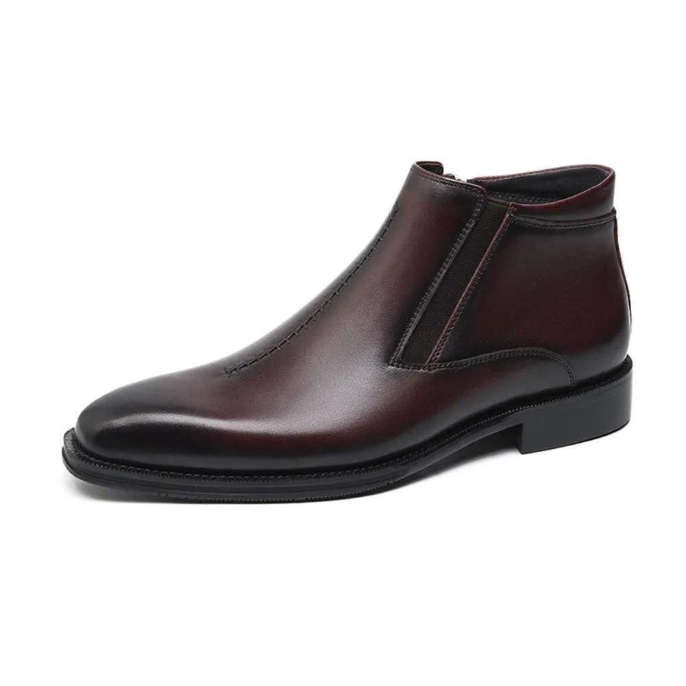 Mens Low Heel Round Toe Ankle Boots