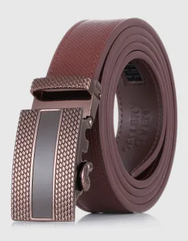 Men's Lozenge Plaque Leather Ratchet  Belt