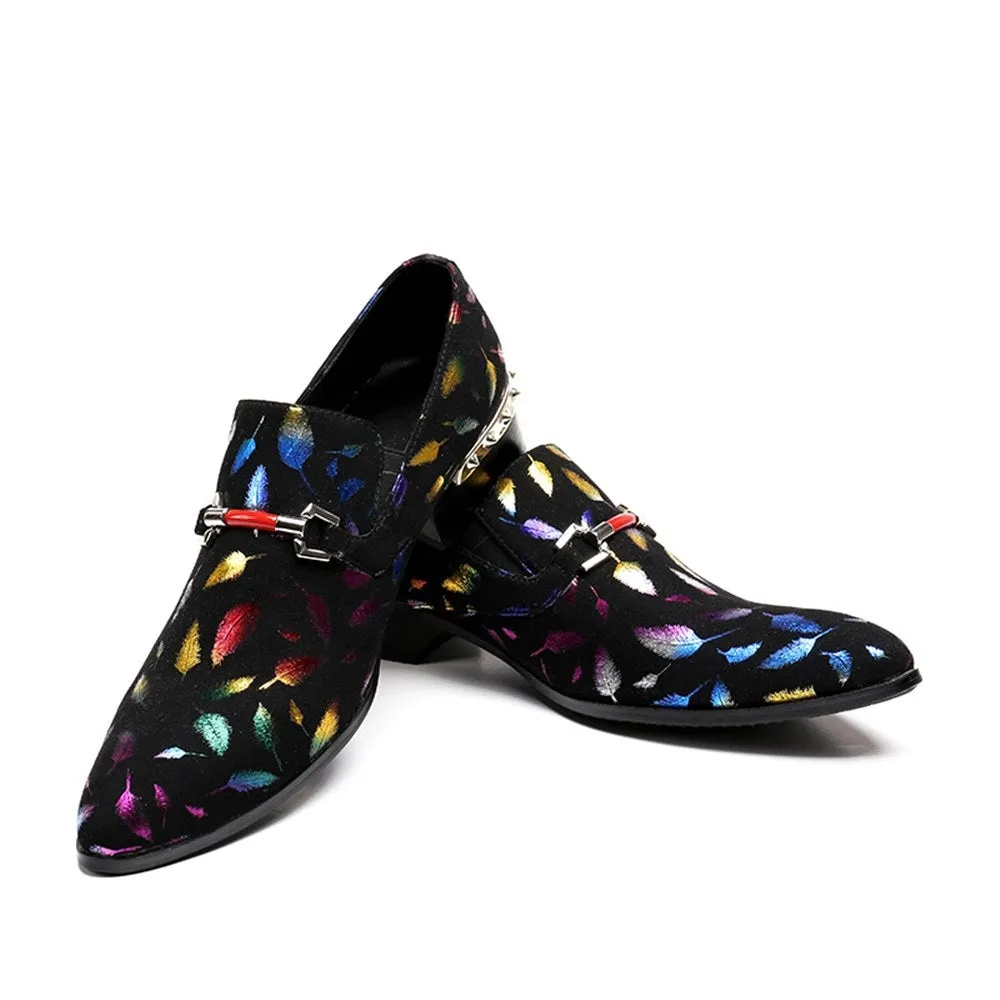 Mens Pointed Slip On Oxfords with Decoration