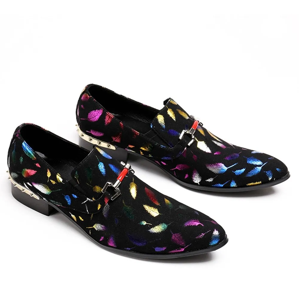 Mens Pointed Slip On Oxfords with Decoration