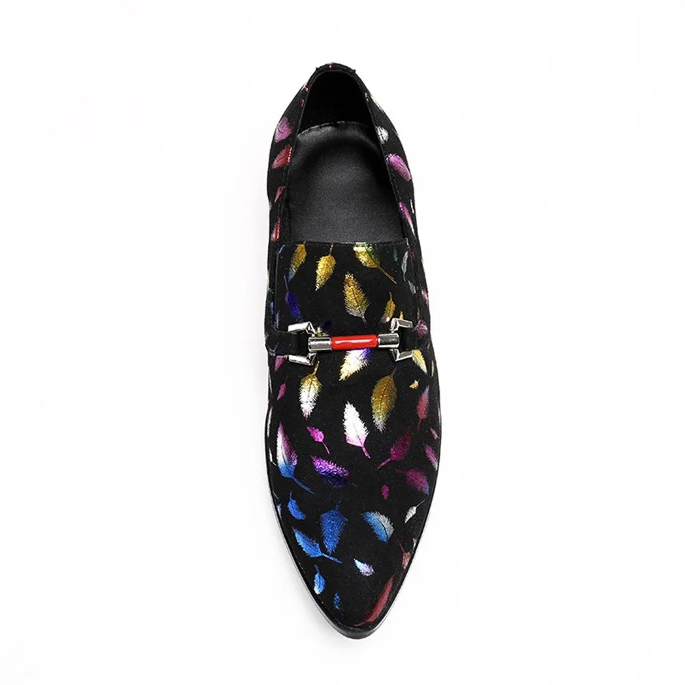 Mens Pointed Slip On Oxfords with Decoration