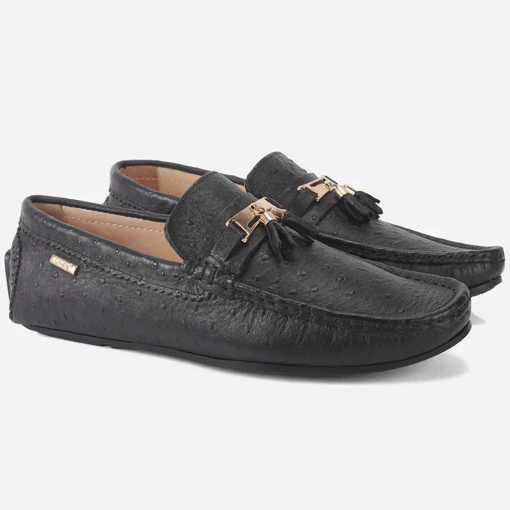 Mens "JOSHEPH" Leather Flat Slip Ons Moccasins