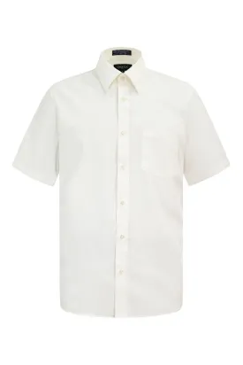 Men's Regular Fit Short Sleeve Solid Color Dress Shirts (Ivory)