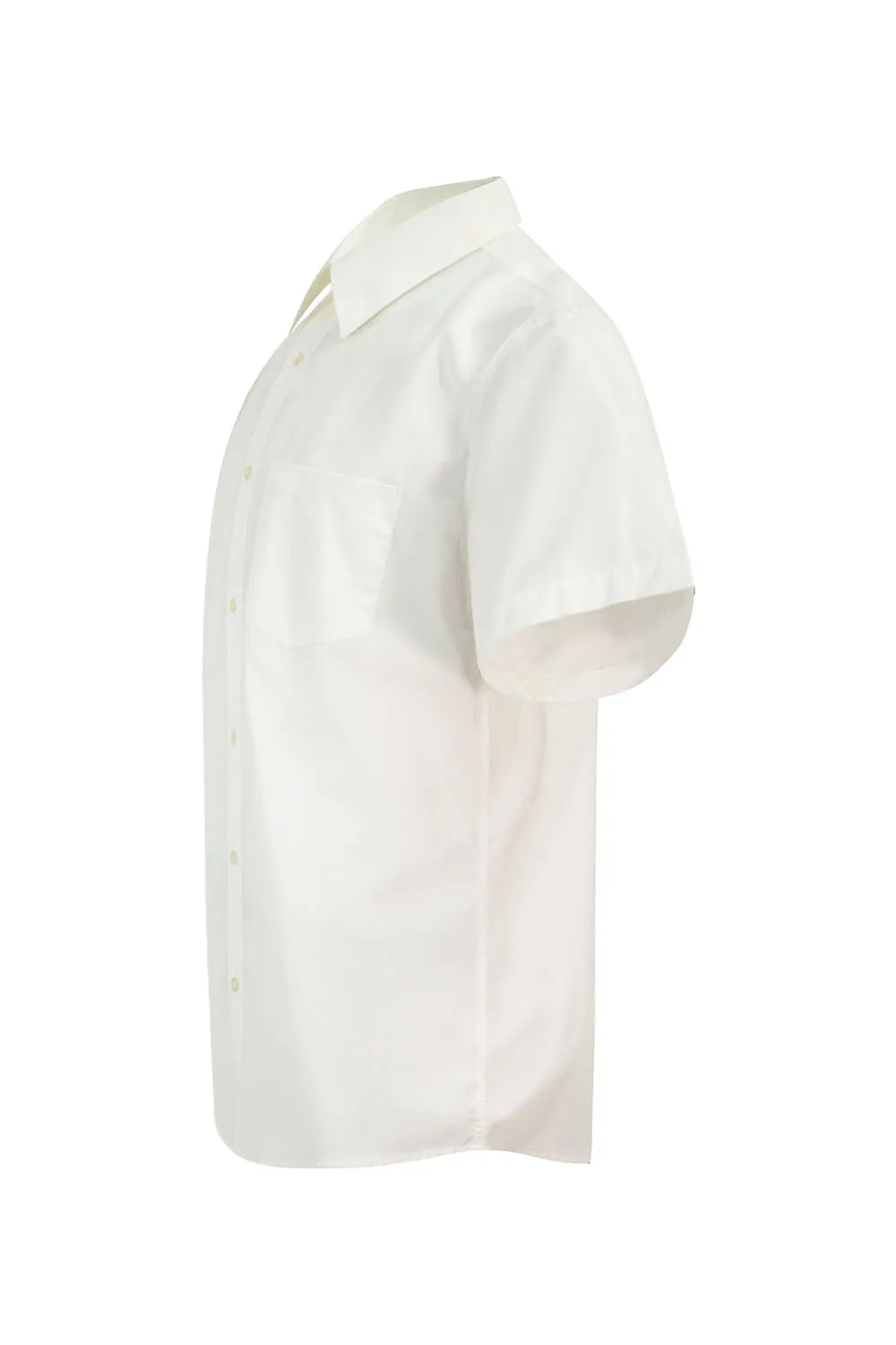 Men's Regular Fit Short Sleeve Solid Color Dress Shirts (Ivory)