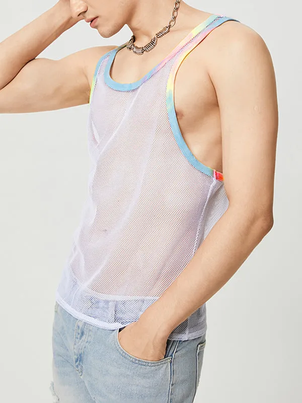 Men's Sexy Patchwork Mesh Sleeveless Tank Top SKUH39439