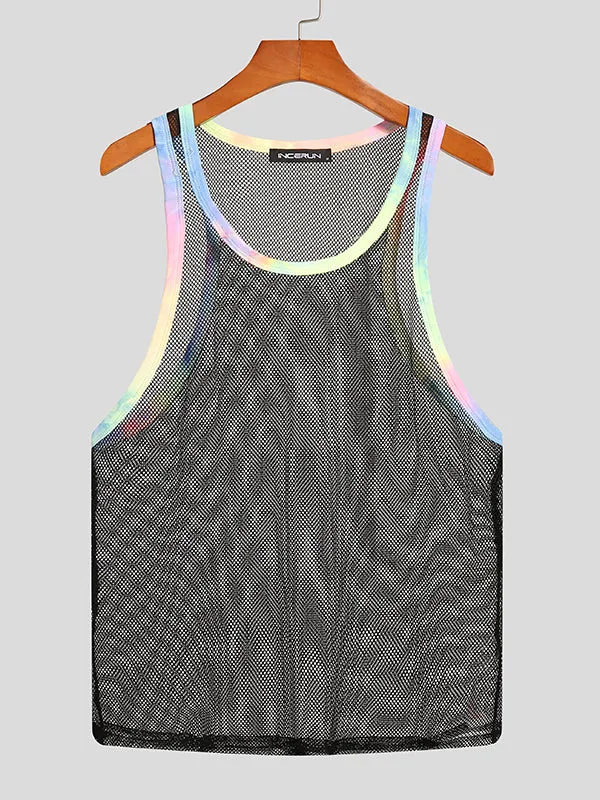 Men's Sexy Patchwork Mesh Sleeveless Tank Top SKUH39439