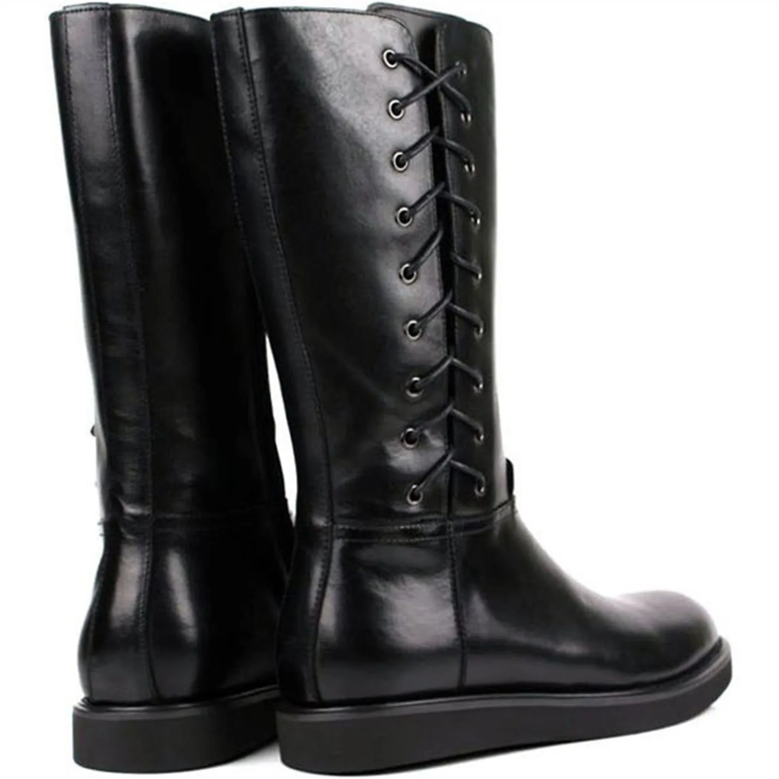 Mens Zip Pull On Knee High Boots