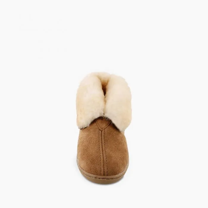 Minnetonka® Women's Genuine Sheepskin Hard Sole Suede Leather Ankle Slippers