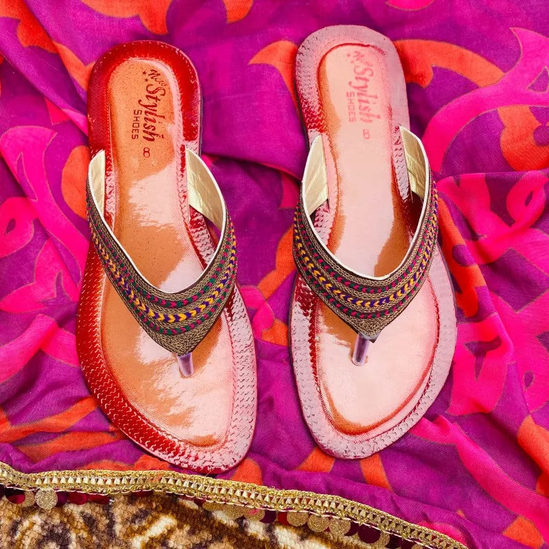 Multi Kolhapuri Chappal Flat for Girls