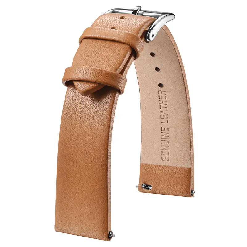 NAVIFORCE Genuine Leather Watch Band Strap 20mm Brown Men Watchband With Buckle Quick Release Replacement Watch Strap G03