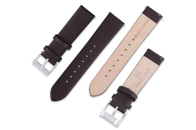 NAVIFORCE Genuine Leather Watch Band Strap 20mm Brown Men Watchband With Buckle Quick Release Replacement Watch Strap G03