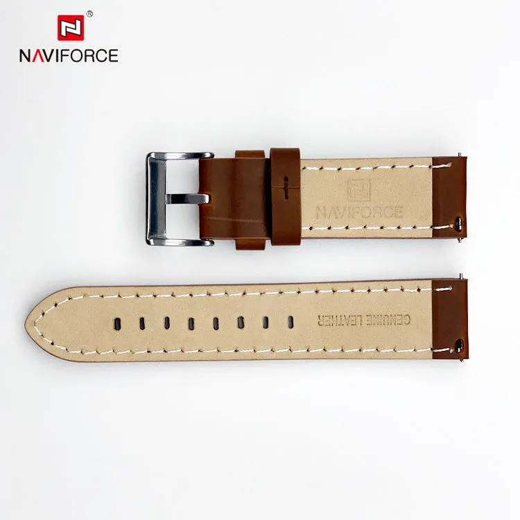 NAVIFORCE Watch Band 24mm Brown Black Genuine Watch Strap for Men Waterproof Belt Band Watch Accessories Quick Release With Buckle G01