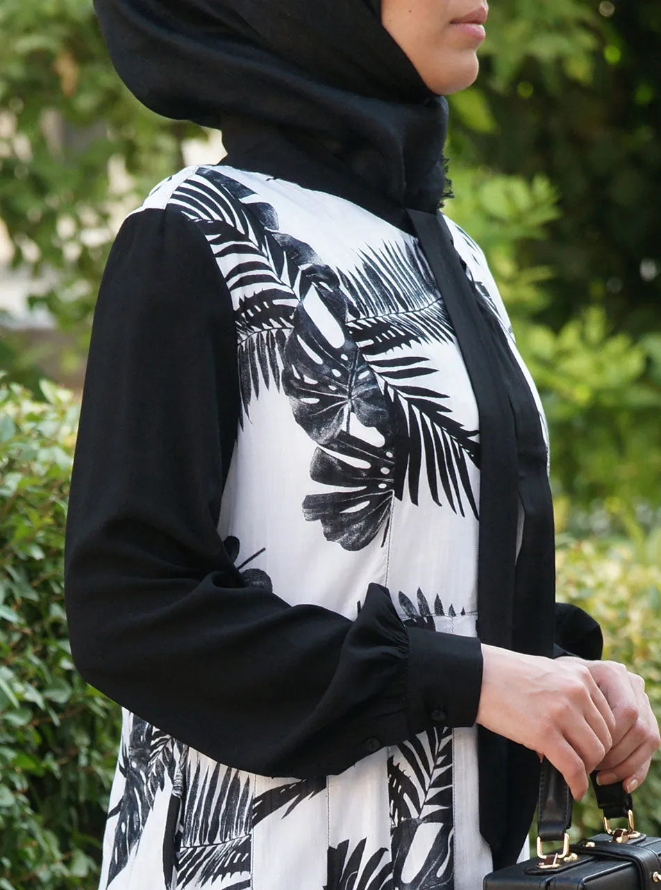 Neck Tie Printed Abaya