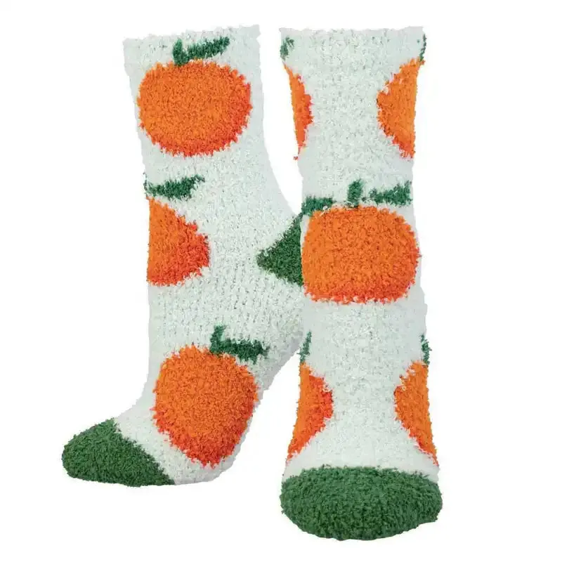 'Orange' Printed Plush Women's Socks