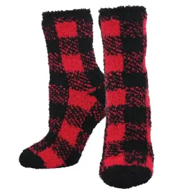 'Plaid' Printed Plush Women's Socks