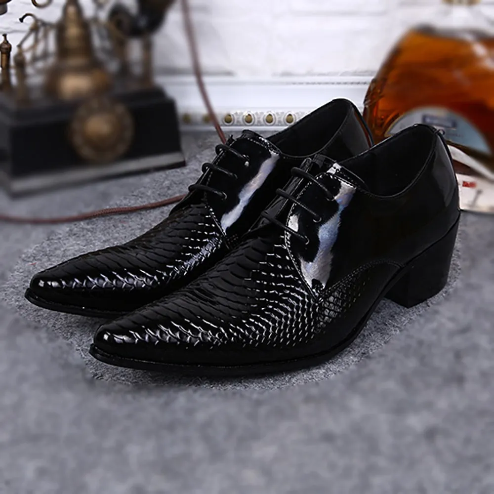 Pointed Animal Pattern Lace up Men Oxfords