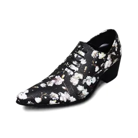 Printed Low Top Pointed Lace up Mens Oxford Shoes