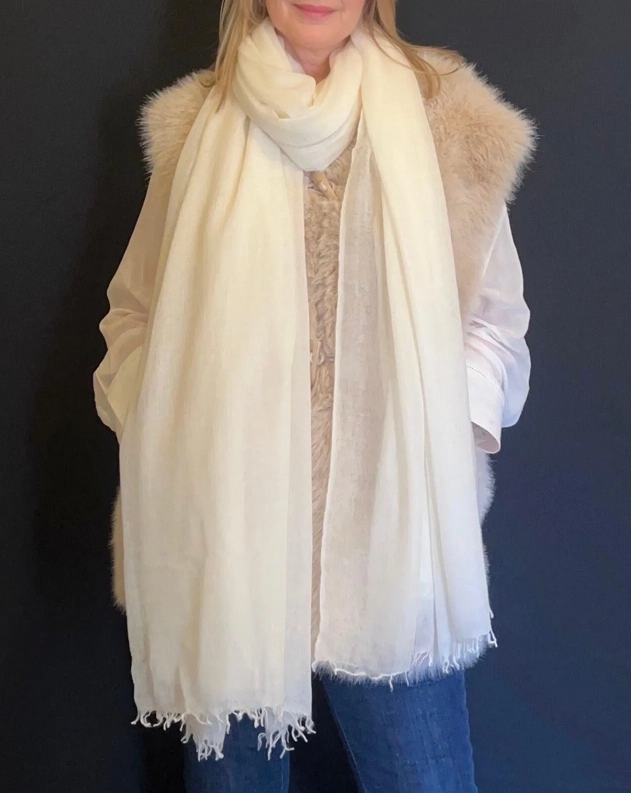 PURE CASHMERE WHITE WRAP