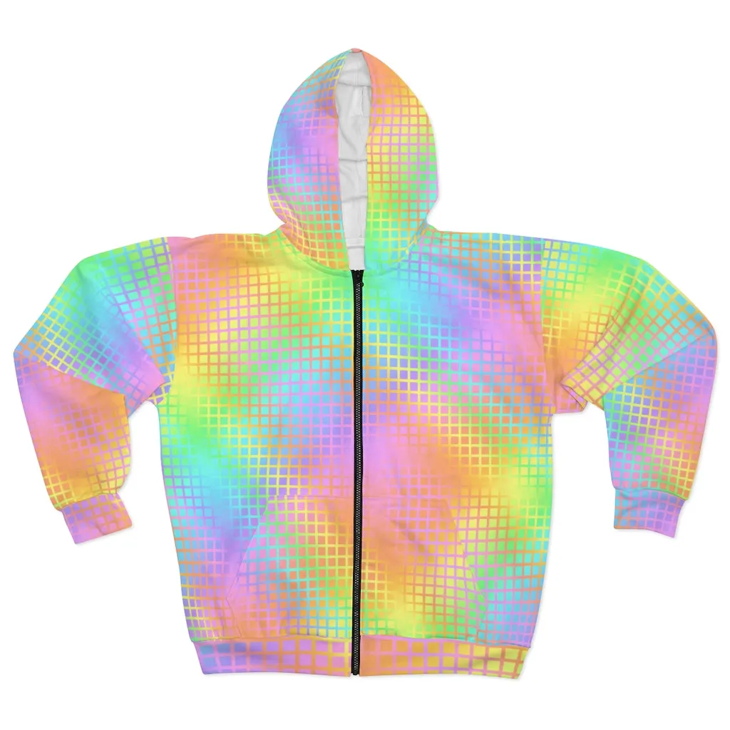 Rainbow Grid Unisex Zip Hoodie