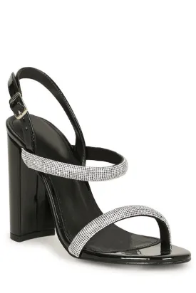 Rhinestone Chunky Heel Sandals