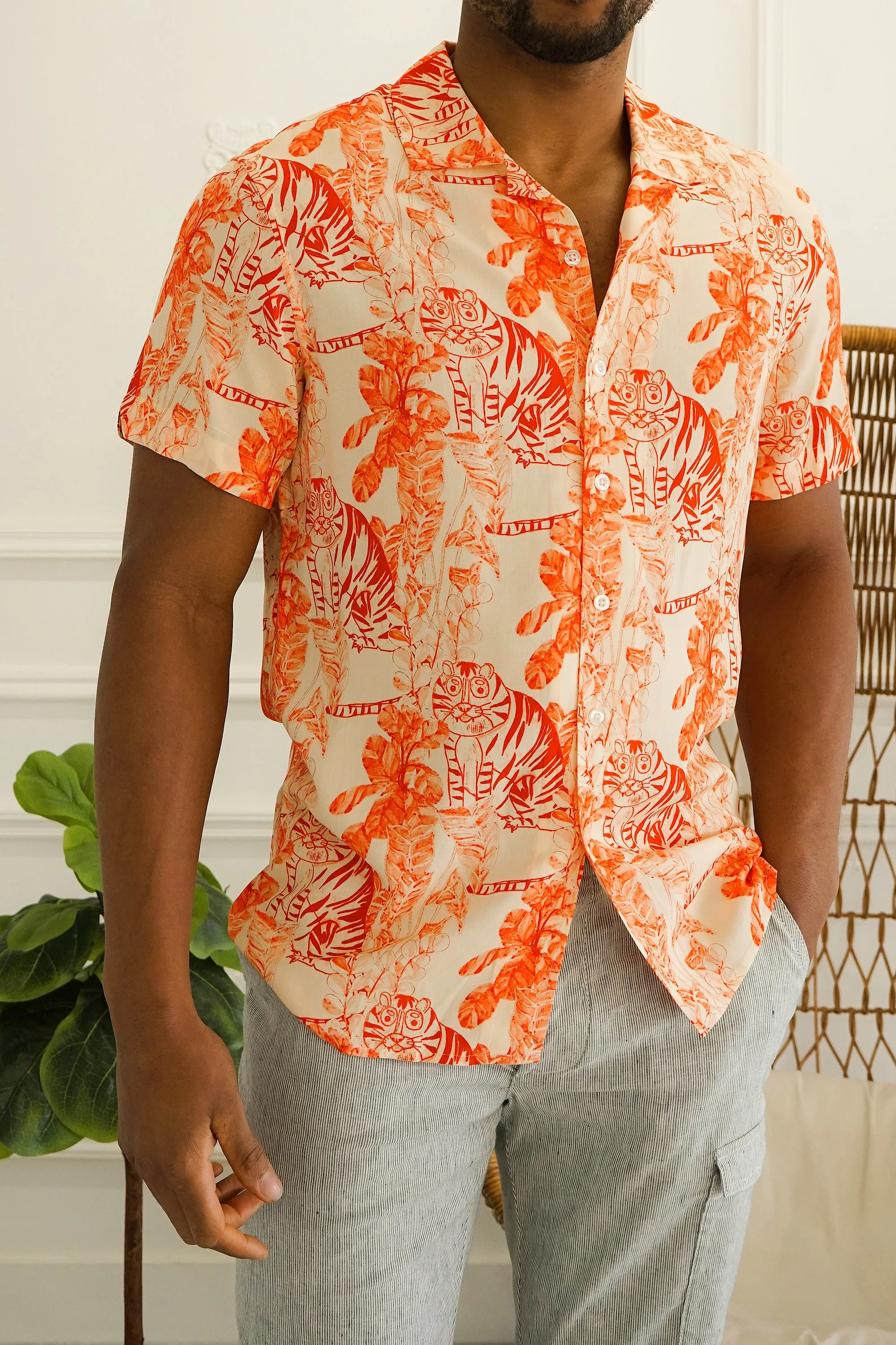 Rosseau Orange Tigers Printed Shirt