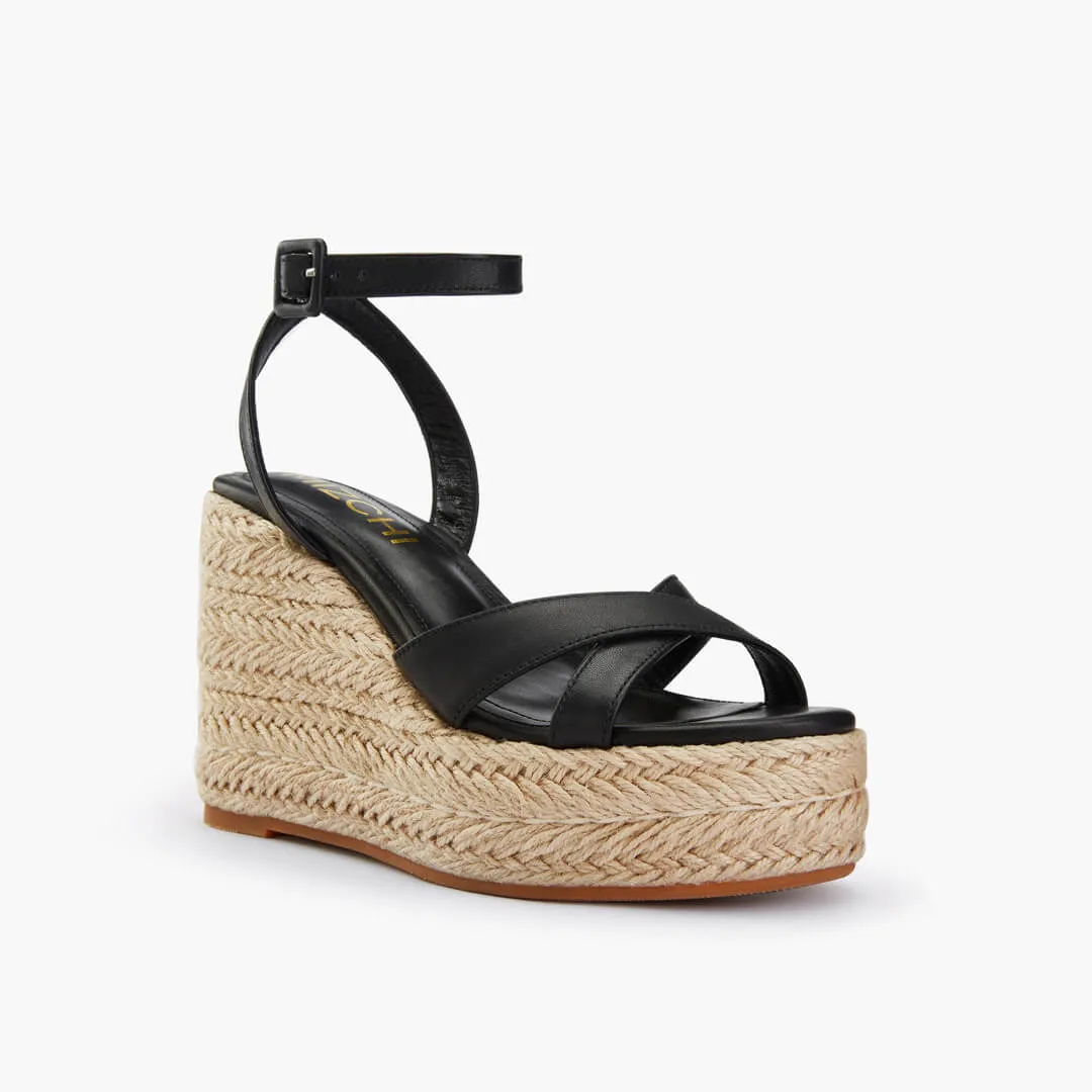 *SANLY - black x-strap espadrille