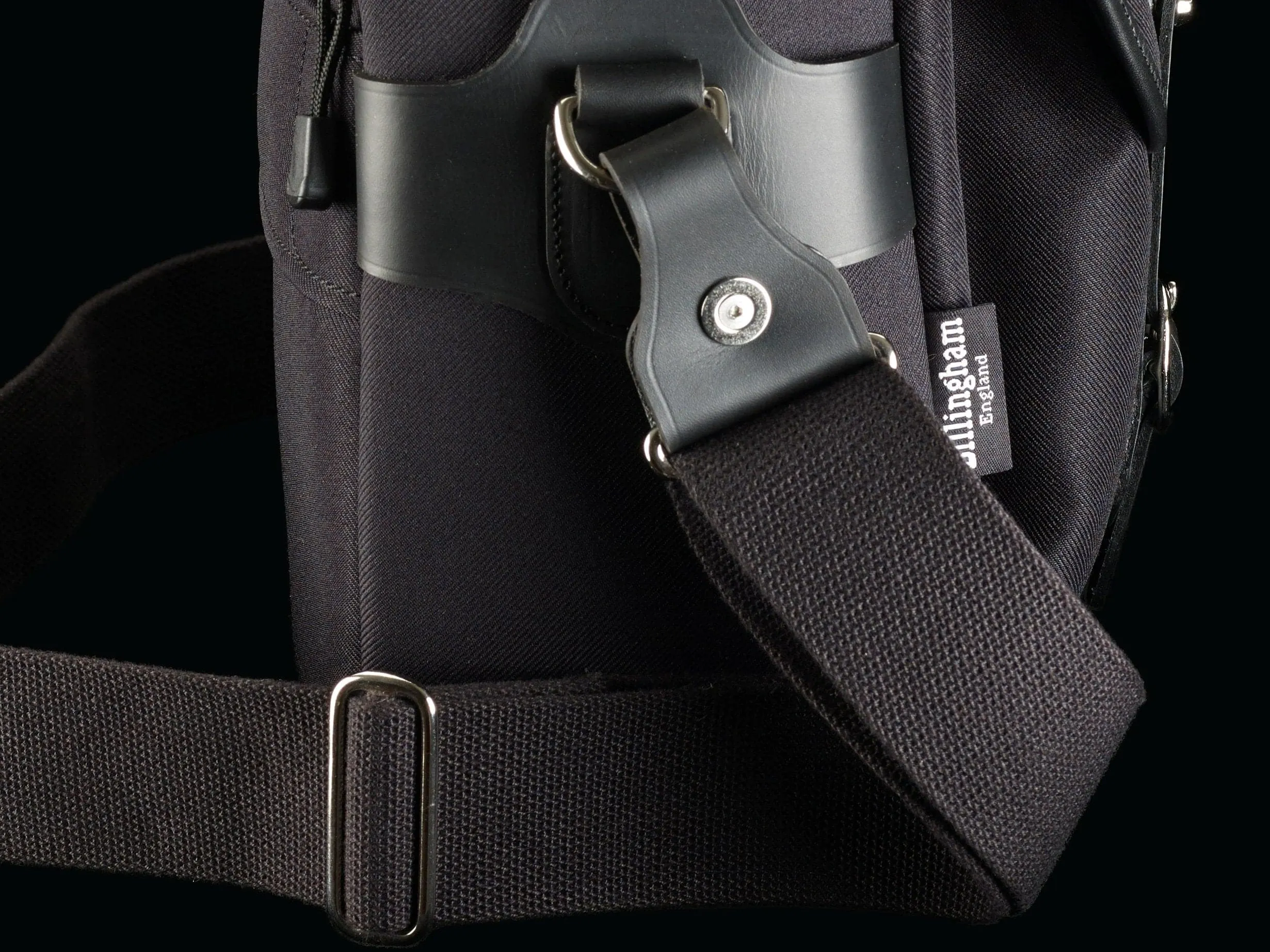 Shoulder Slings - H1 (Black Webbing / Black Leather / Nickel Coated Brass)