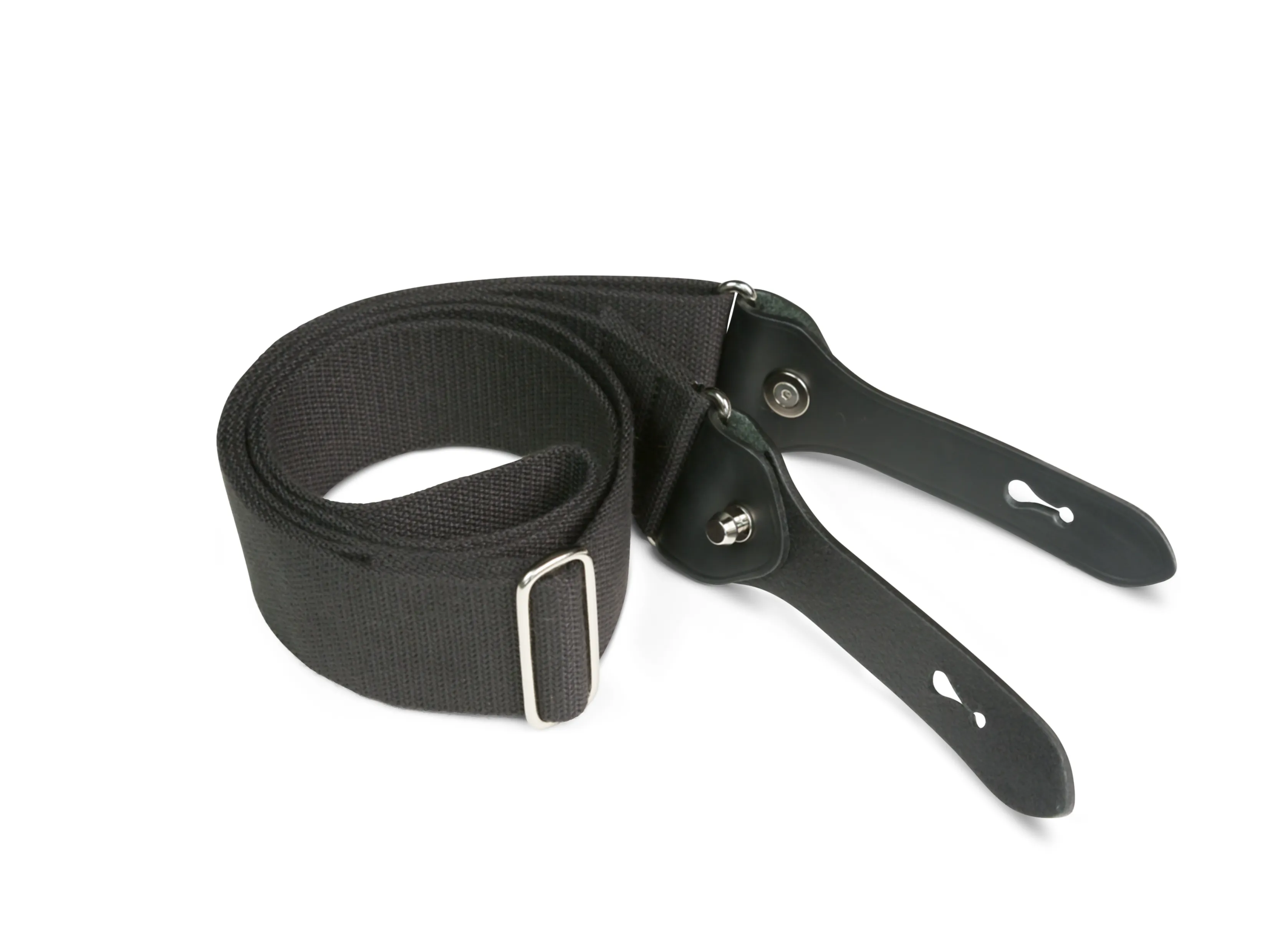 Shoulder Slings - H1 (Black Webbing / Black Leather / Nickel Coated Brass)