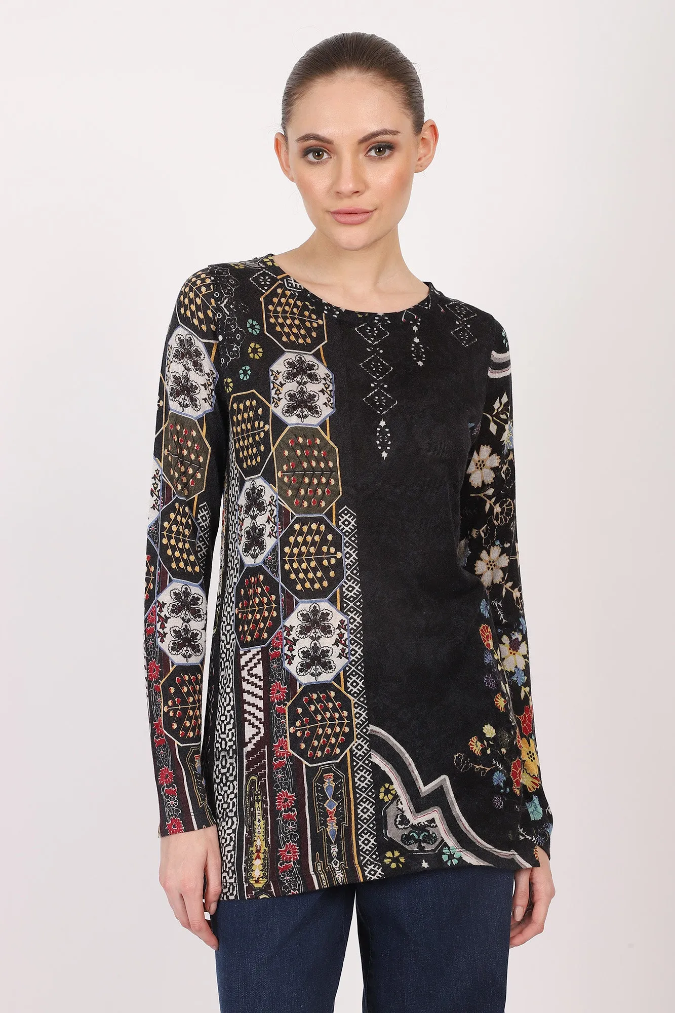 Silk Cashmere - Abstract Geometry Top