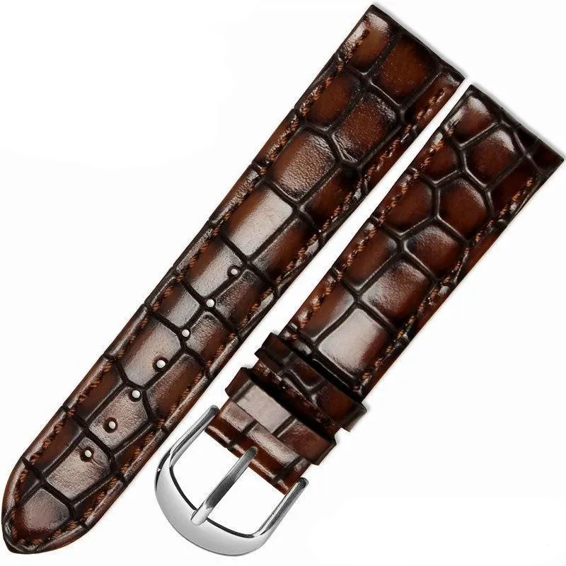 Silvio Embossed Leather Watch Strap With Silver Buckle