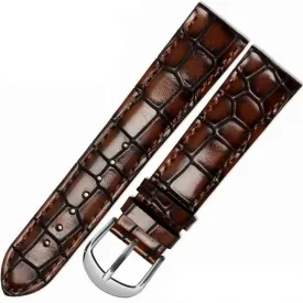 Silvio Embossed Leather Watch Strap With Silver Buckle