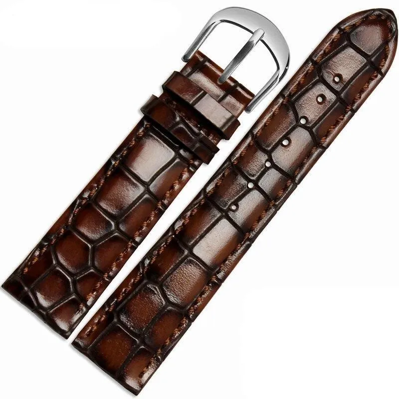 Silvio Embossed Leather Watch Strap With Silver Buckle