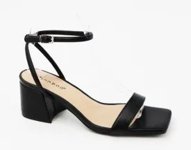 Single Toe Band Low Block Heel Sandal