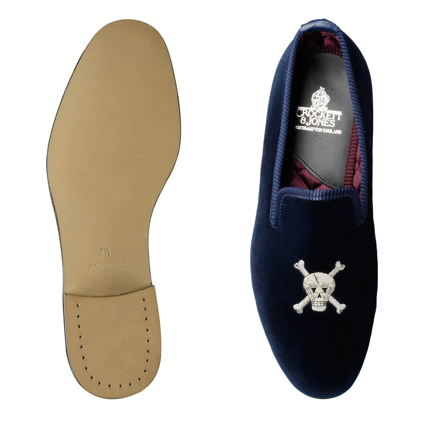 Skull & Crossbones Navy Velvet