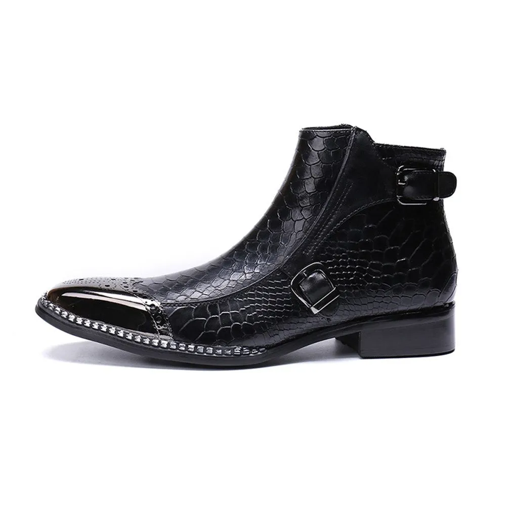 Snakeskin Boots Brogue Steel Toe