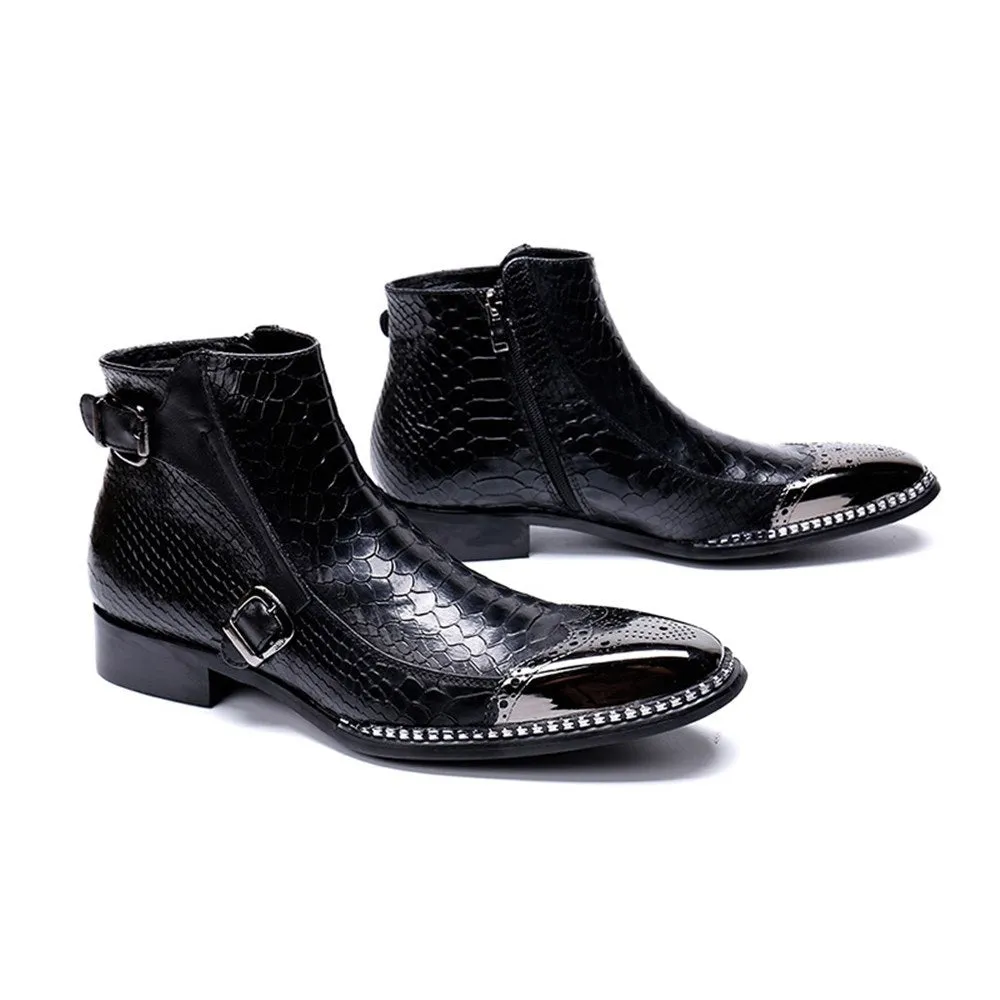 Snakeskin Boots Brogue Steel Toe