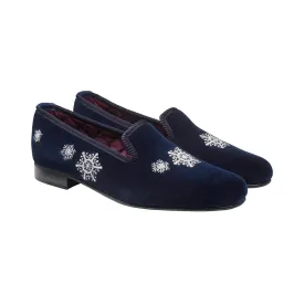 Snowflakes Navy Velvet