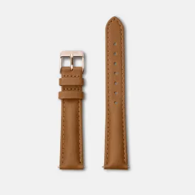 Strap 16 mm Leather Caramel, Rose Gold Colour