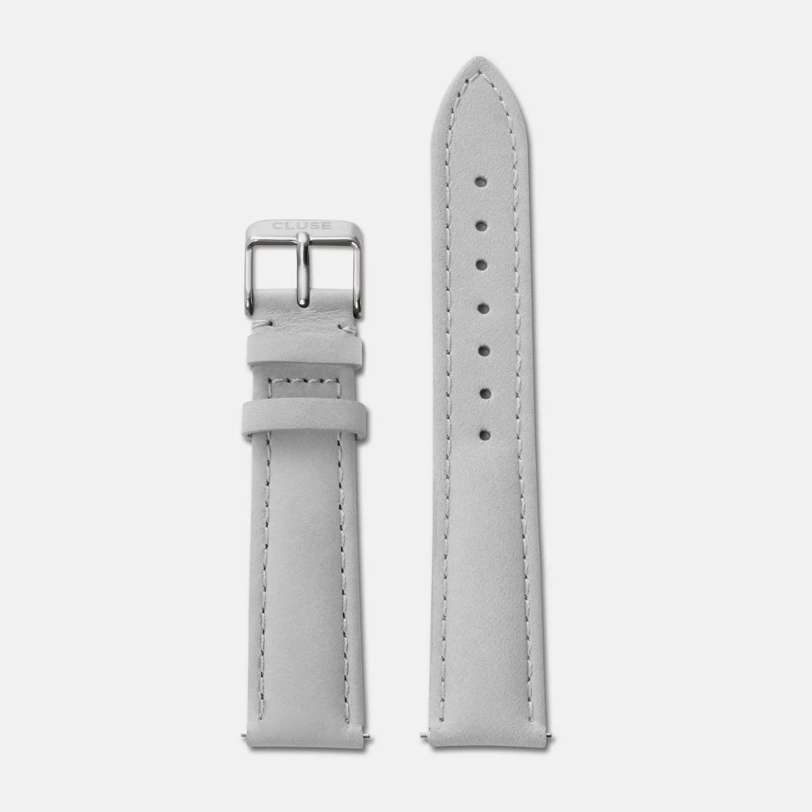 Strap 18 mm Leather Grey, Silver Colour