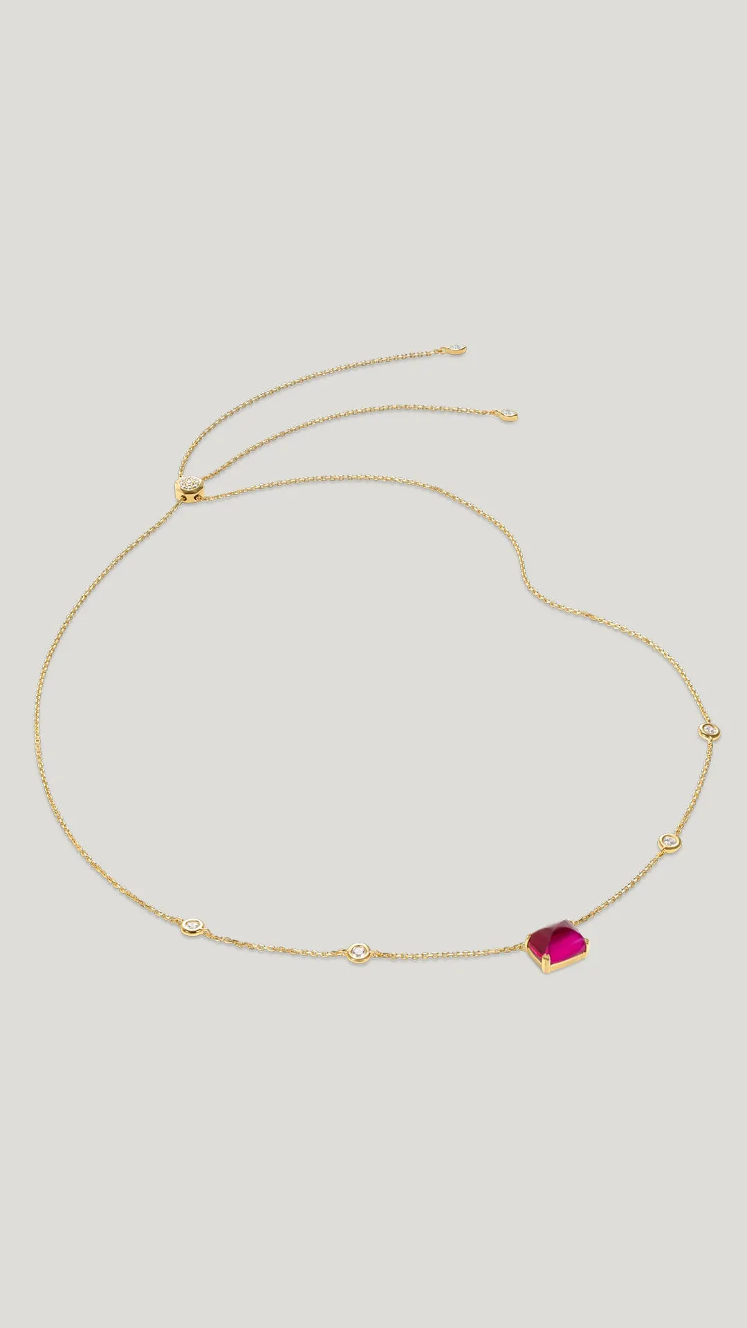 Sugarloaf Necklace Dark Pink Gold Vermeil