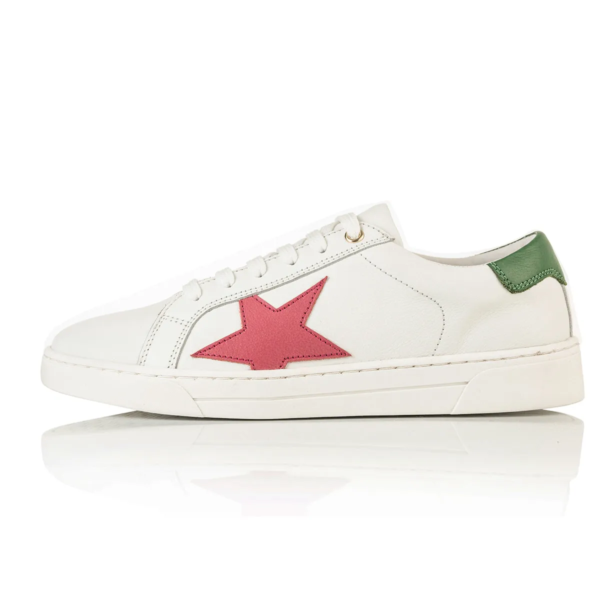 Superstella Wide Fit Trainers - Green & Pink Leather