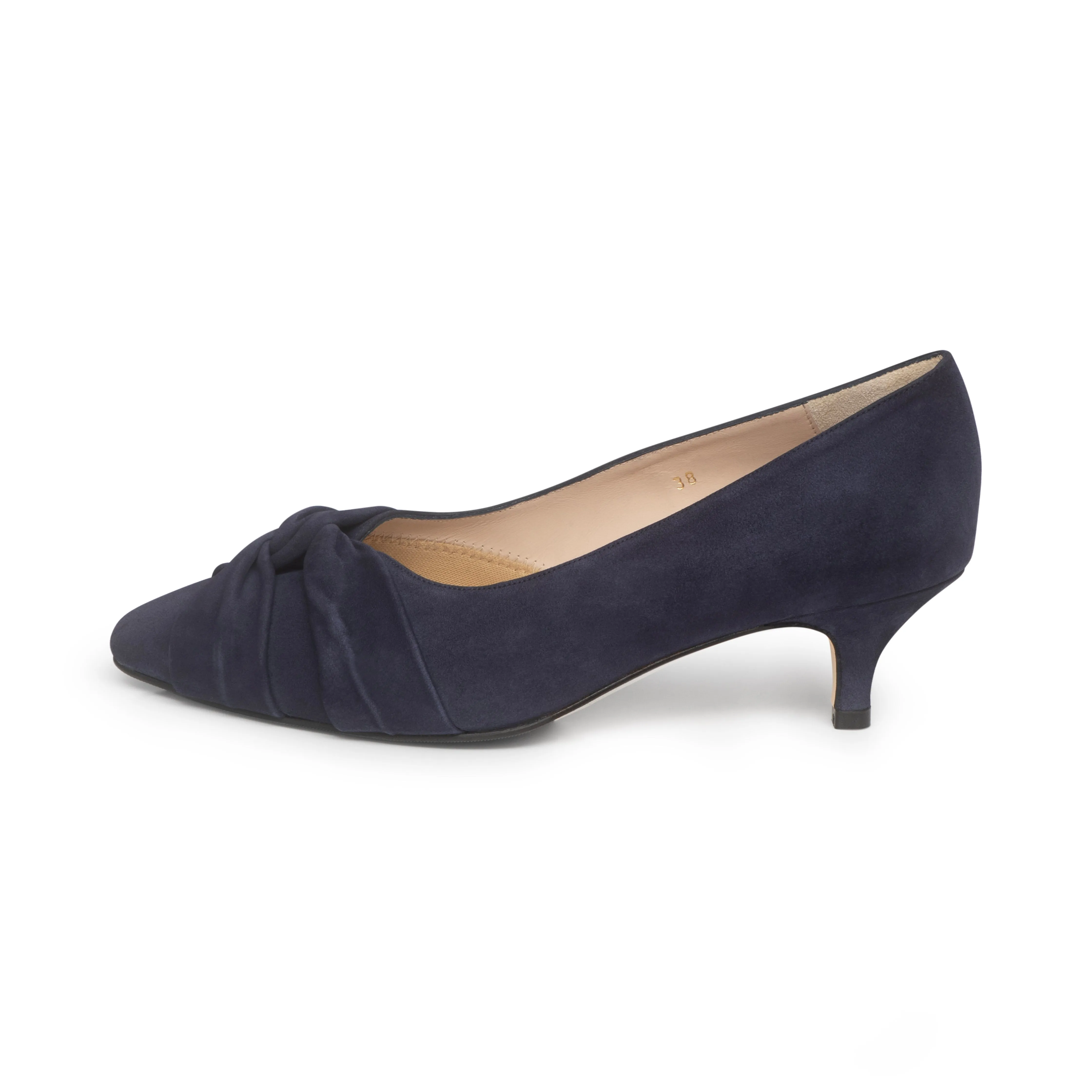 Tandi Extra-Wide Fit Kitten Heels - Navy Suede