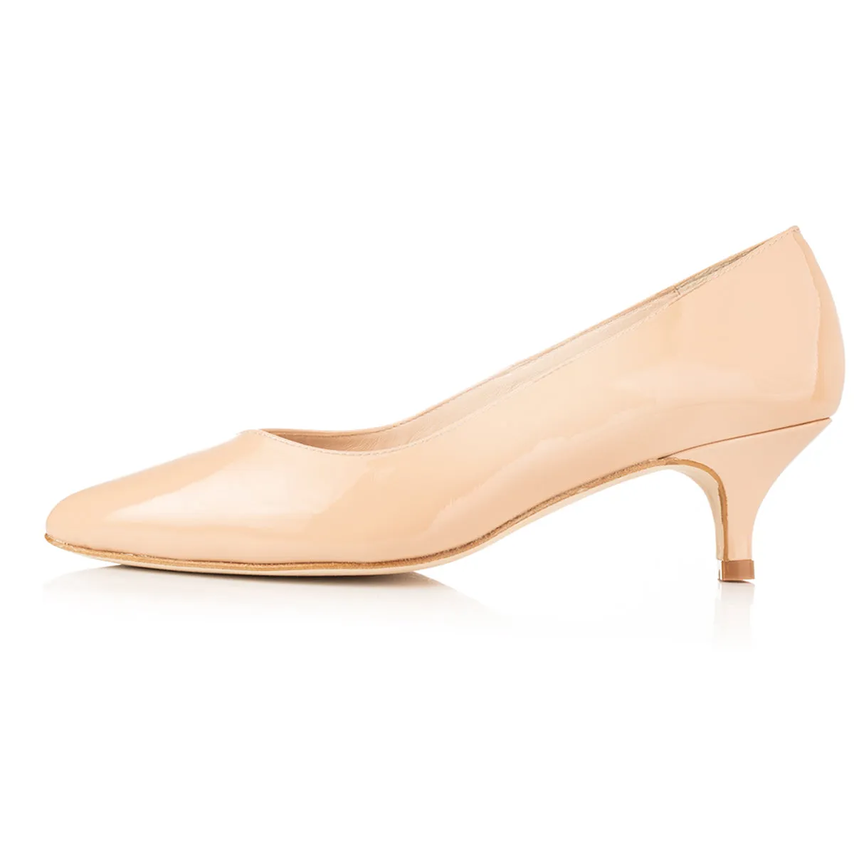 Tilda Extra-Wide Fit Kitten Heels - Nude Patent