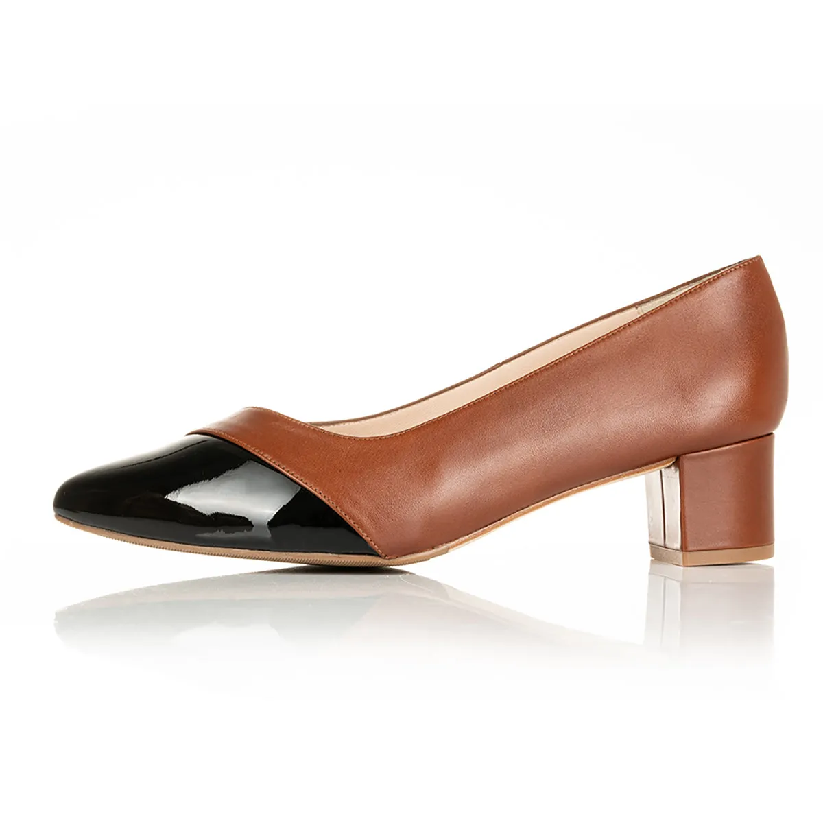 Tula Extra-Wide Fit Court - Cognac & Black Leather