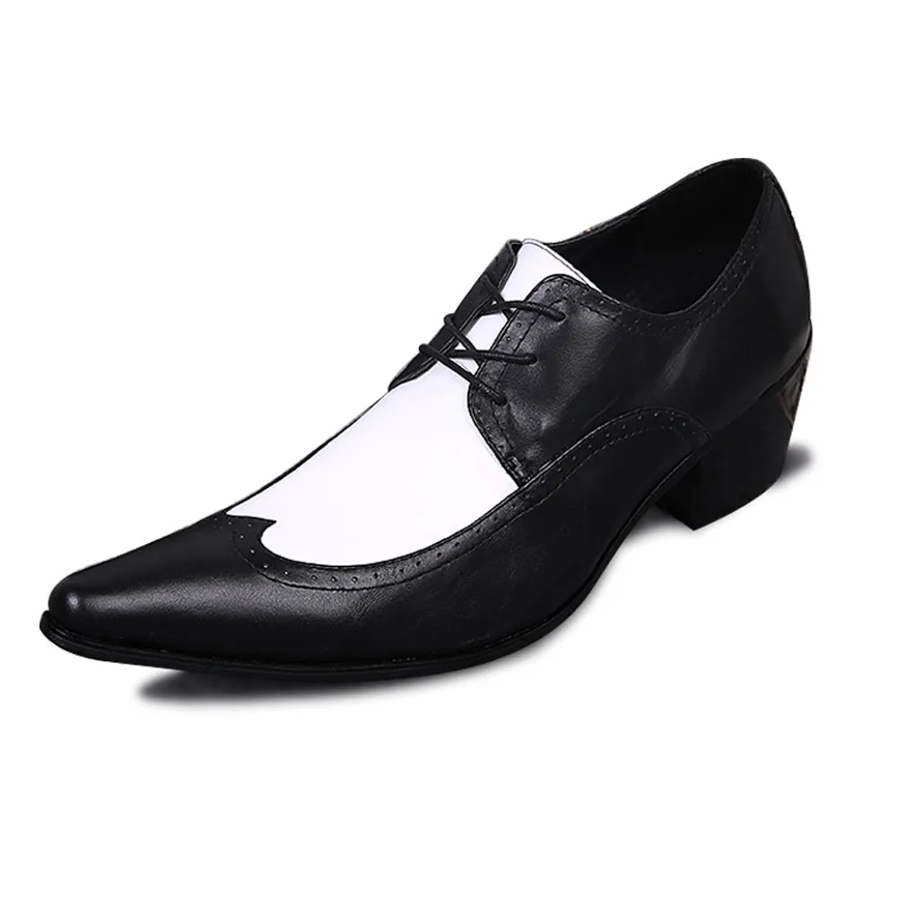 Two Tones Wing Tip Pointed Low Top Men Oxfords