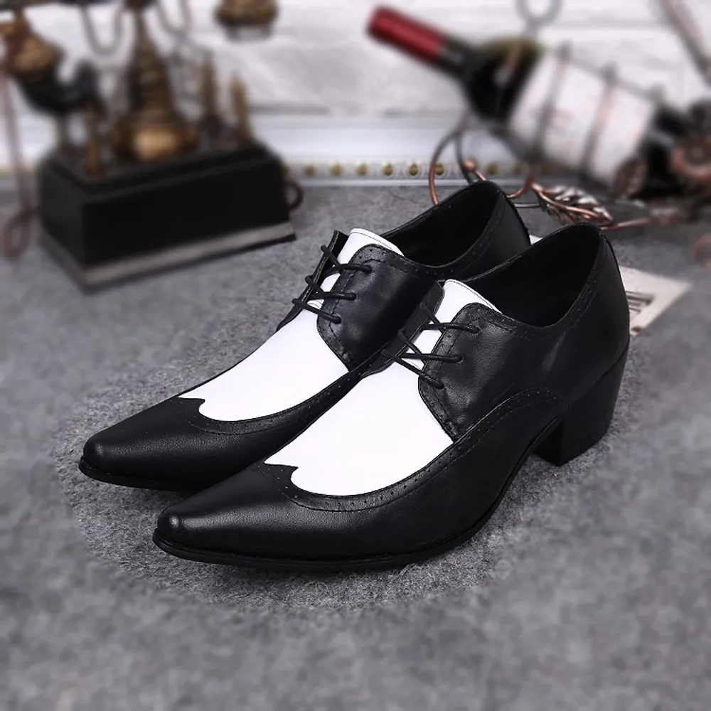 Two Tones Wing Tip Pointed Low Top Men Oxfords