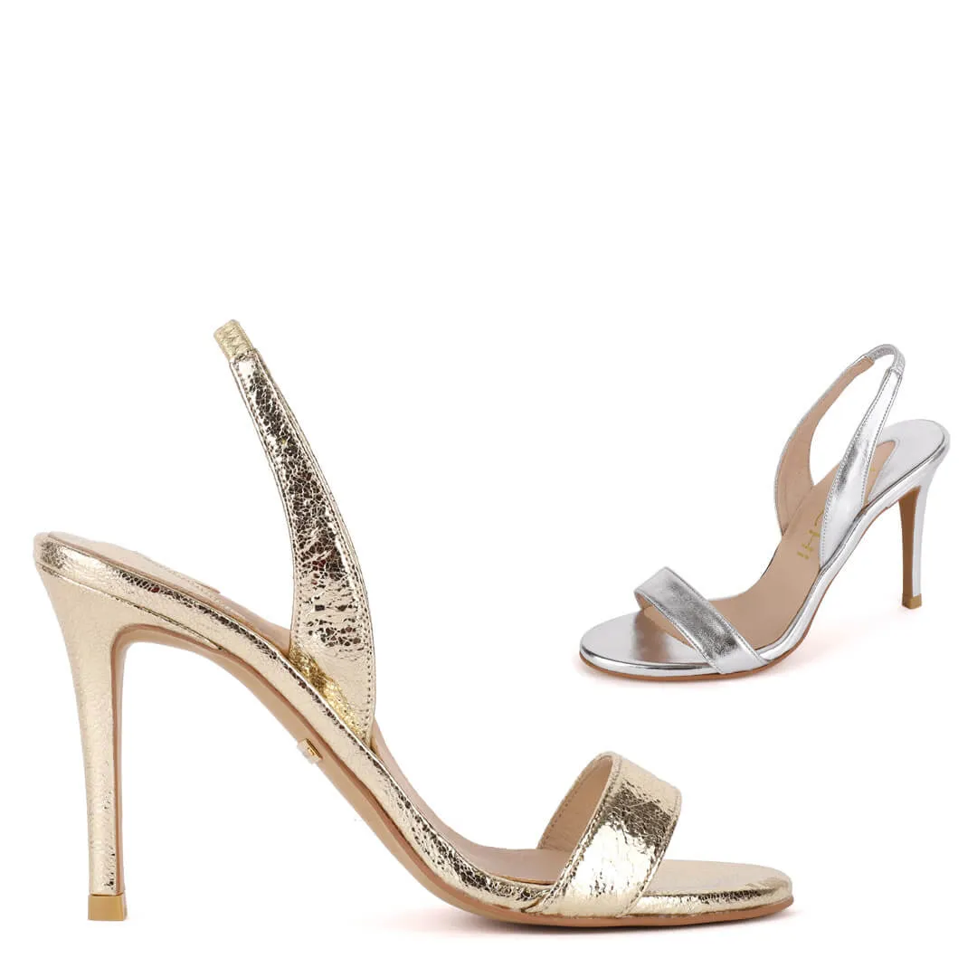 *UK size 2 - MADRID METALLIC- silver, 9cm heels