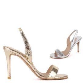 *UK size 2 - MADRID METALLIC- silver, 9cm heels