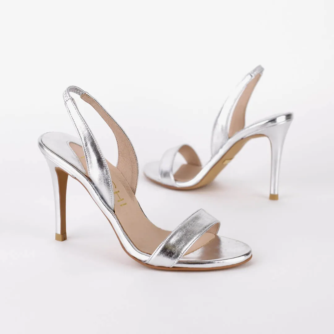 *UK size 2 - MADRID METALLIC- silver, 9cm heels